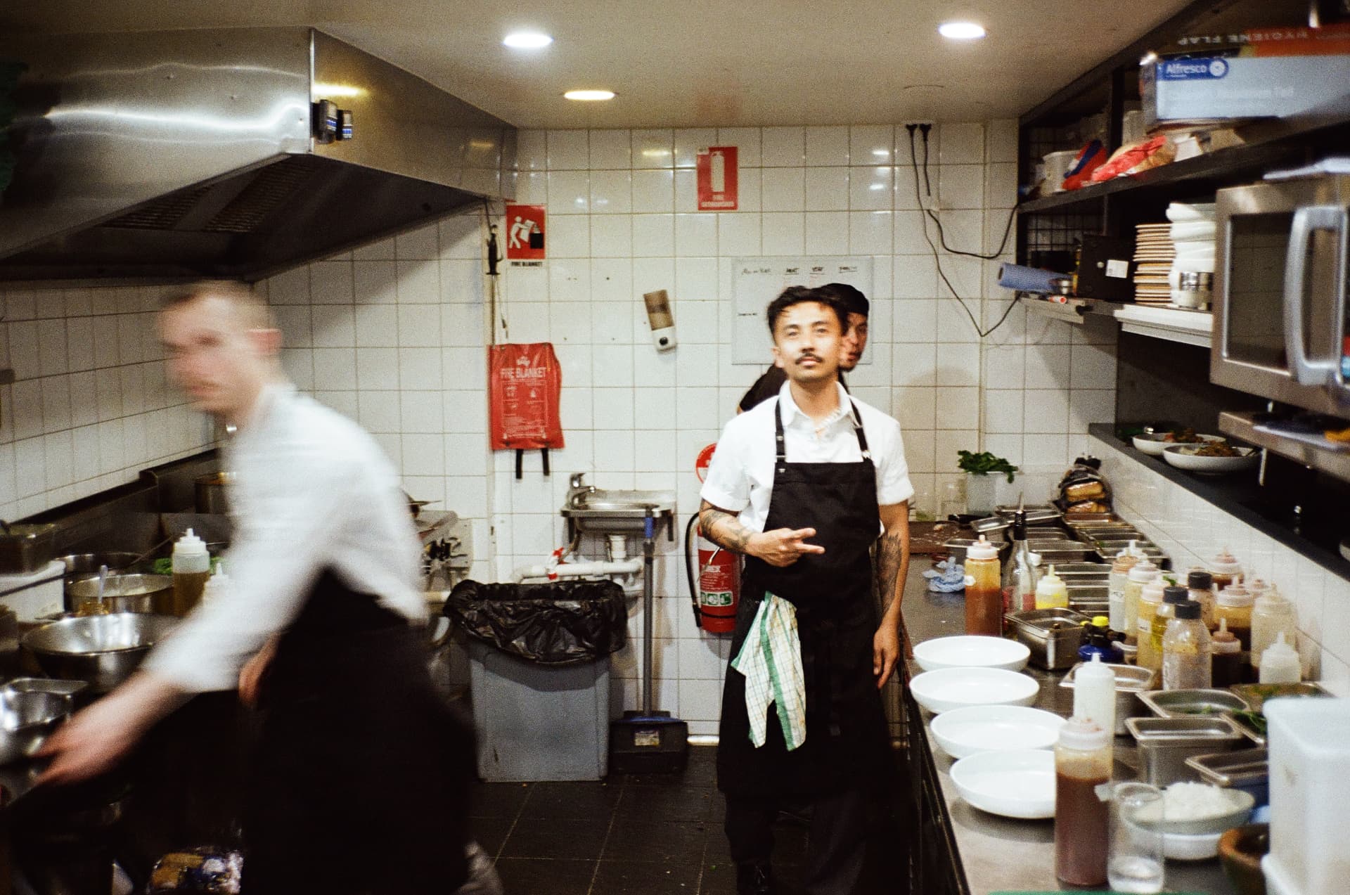 The Boy cooking over fire on the pass
